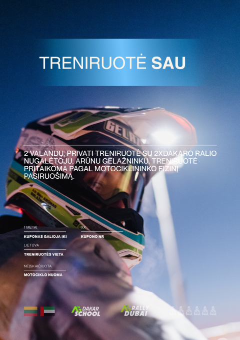 2 val. #AGDAKARSCHOOL asmeninė treniruotė SAU (enduro, motocross, rally, road-book pamokos)
